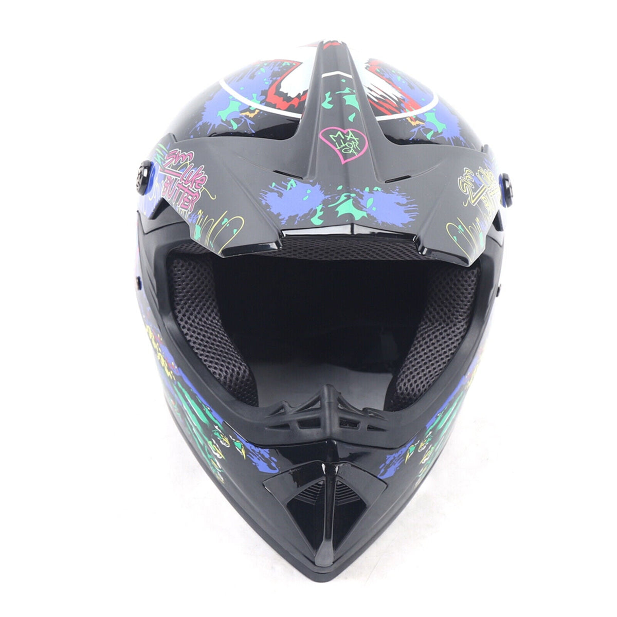 Youth Offroad Gear Combo Black ABS Plastic Matte Motocross Impact Resistant Helmet