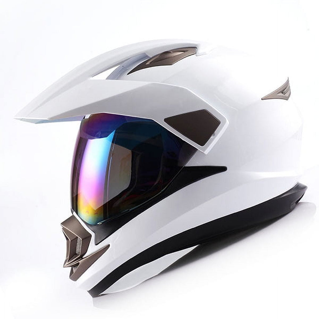 1Storm Dual Sport Helmet Motorcycle Full Face Motocross Off Road Bike HGXP14A Glossy White