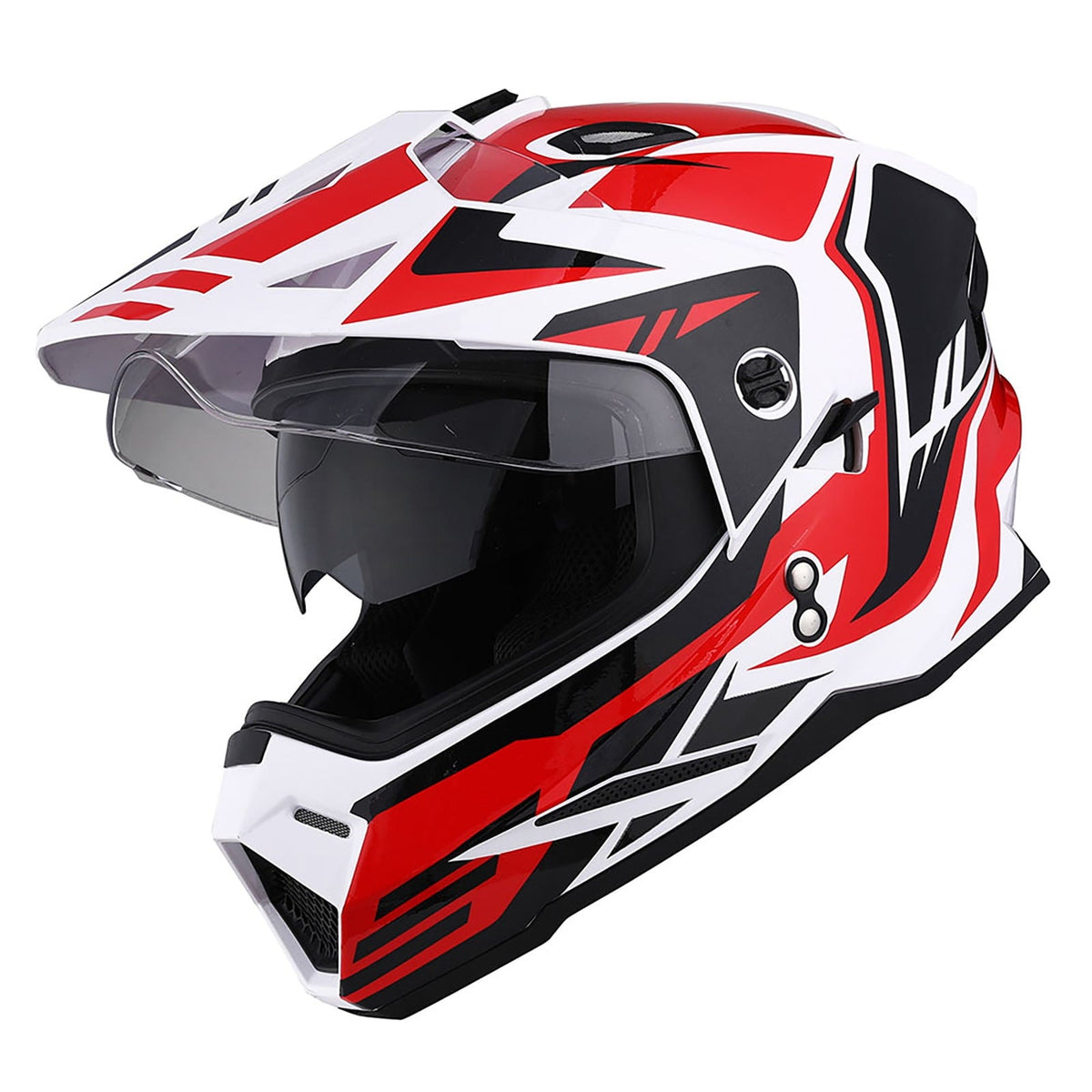 1Storm Youth Kids Dual Sport Dual Visor Motorcycle Motocross Off Road Full Face Helmet HF802Youth Storm Red