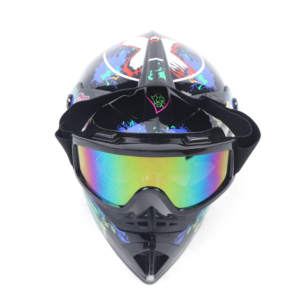DOT Motorcycle Adult Helmet with Goggles+Gloves Motocross MX ATV Dirt Bike Off-Road Applicable Head Circumference Size 21.65-22.05in M Size
