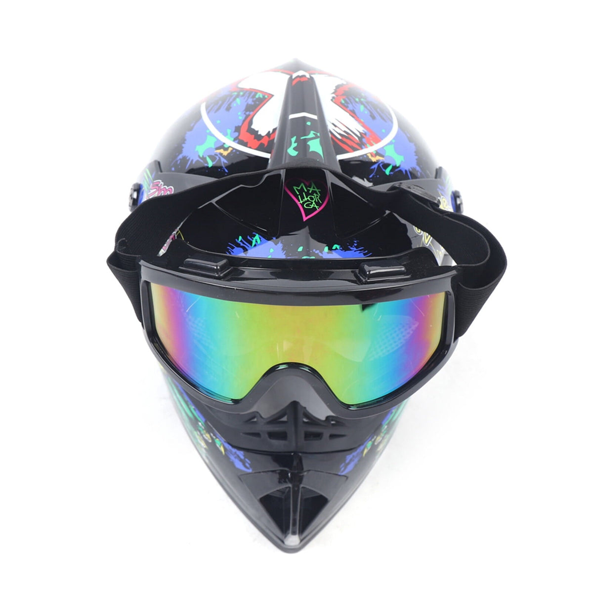 DOT Motorcycle Adult Helmet with Goggles+Gloves Motocross MX ATV Dirt Bike Off-Road Applicable Head Circumference Size 21.65-22.05in M Size