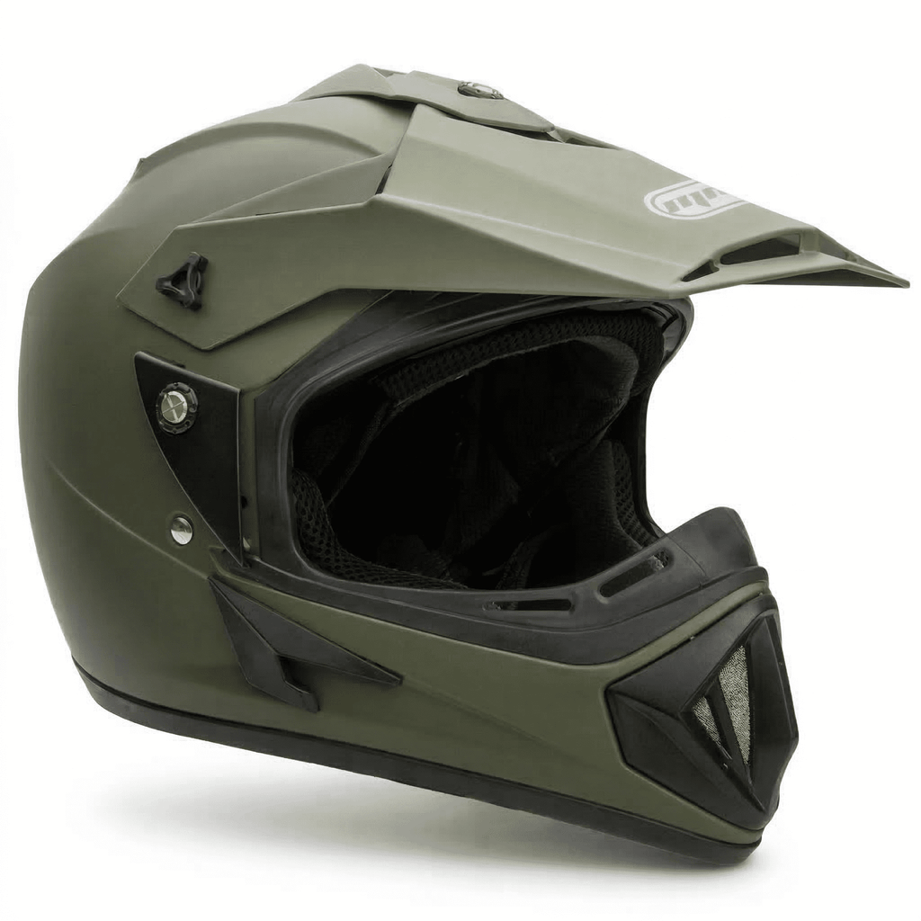 MMG Motorcycle Off-Road Helmet MX ATV Dirt Bike Matte Military Green with Goggles (Medium) Model 30