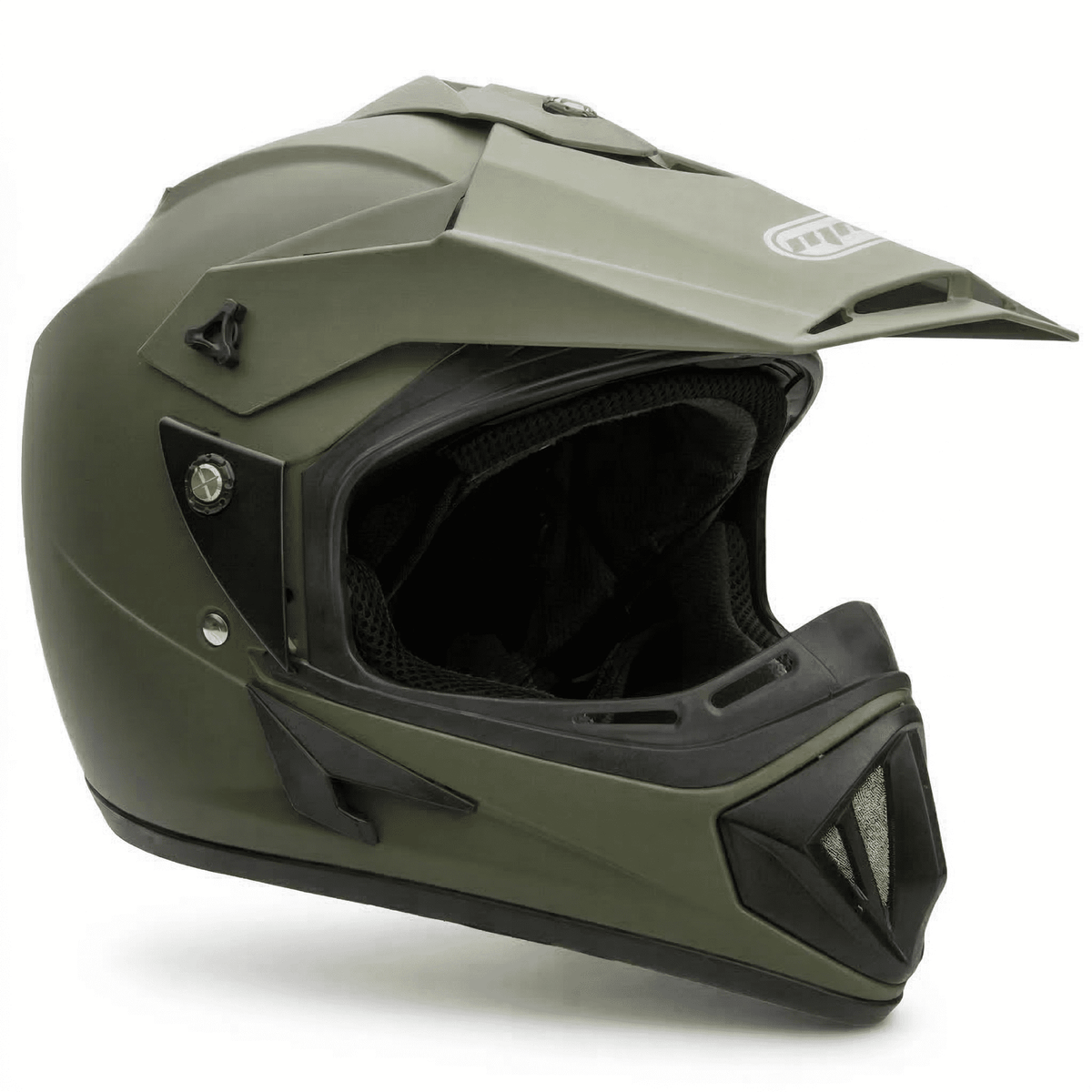 MMG Motorcycle Off-Road Helmet MX ATV Dirt Bike Matte Military Green with Goggles (Large) Model 30