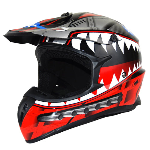 1Storm Adult Motocross Helmet BMX MX ATV Dirt Bike Downhill Mountain Bike Helmet Racing Style HKY_SC09S; Shark Red