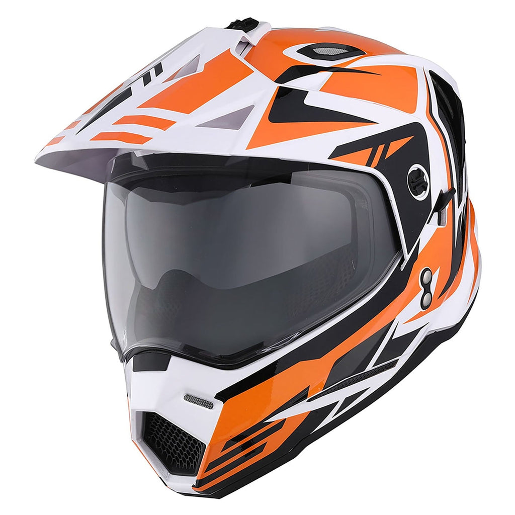 1Storm Dual Sport Motorcycle Motocross Off Road Full Face Helmet Dual Visor HF802 Matt Black + Motorcycle Bluetooth Headset