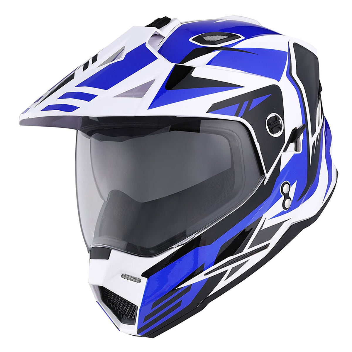 1Storm Dual Sport Motorcycle Motocross Off Road Full Face Helmet Dual Visor HF802 Matt Black + Motorcycle Bluetooth Headset