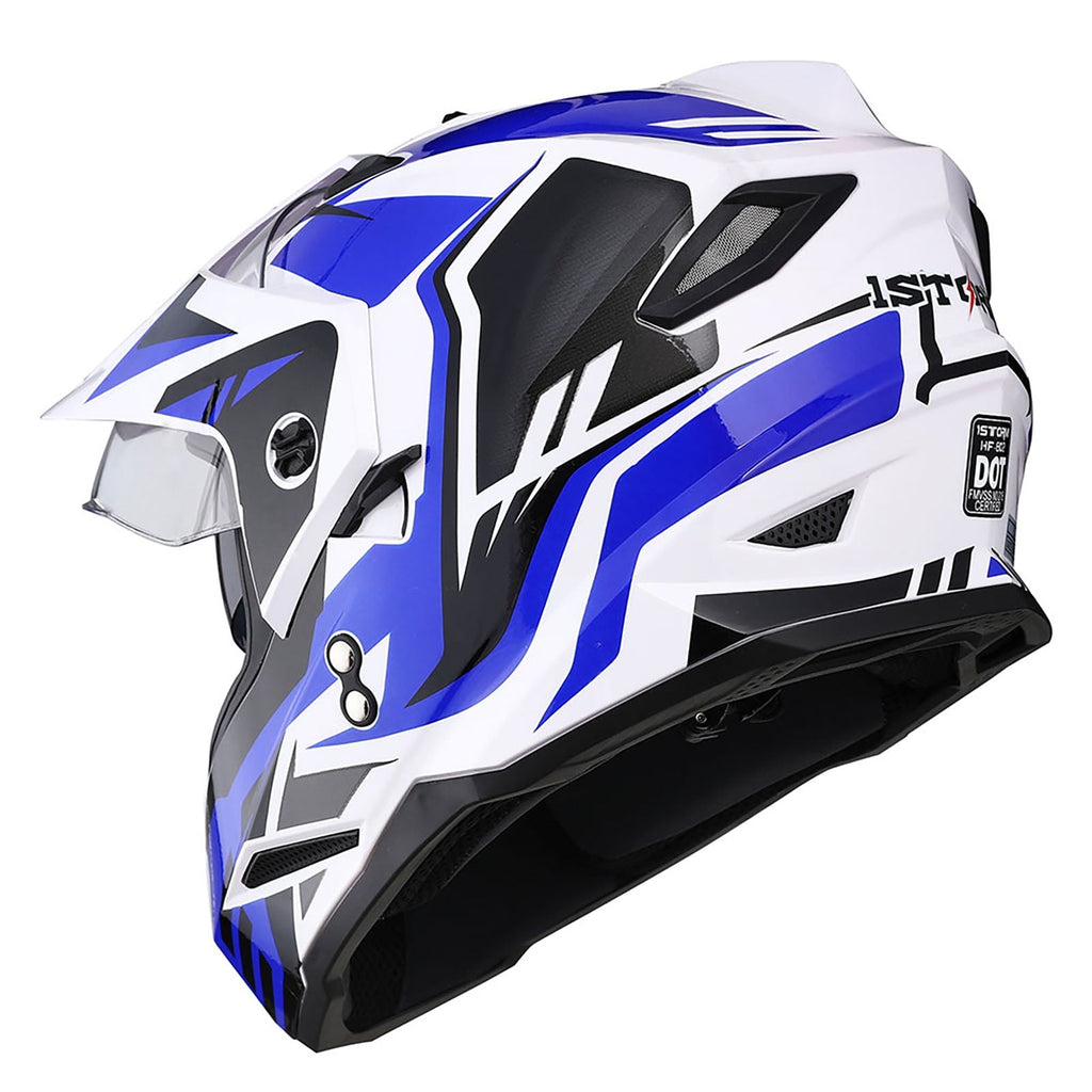 1Storm Dual Sport Motorcycle Motocross Off Road Full Face Helmet Dual Visor HF802 Matt Black + Motorcycle Bluetooth Headset