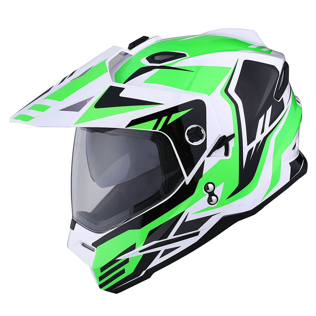 1Storm Dual Sport Motorcycle Motocross Off Road Full Face Helmet Dual Visor HF802 Matt Black + Motorcycle Bluetooth Headset