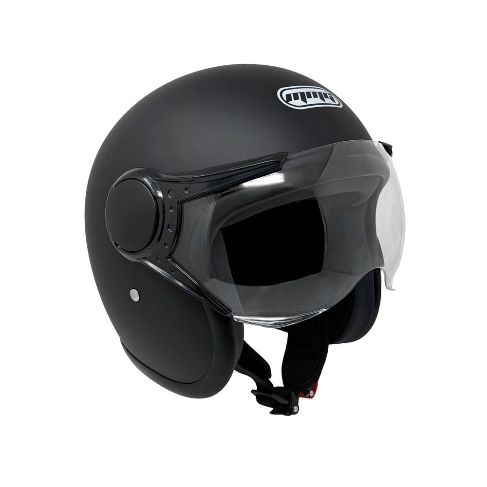 MMG Adult Motorcycle Helmet, Open Face Flip Up Visor DOT - Matte Black (Medium)