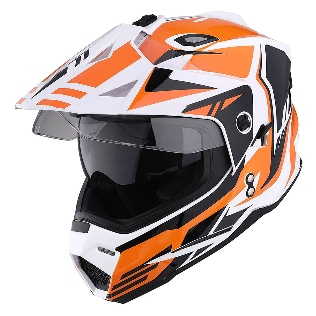 1Storm Adult Motorcycle Motocross Dual Sport Off Road Full Face Dual Visor Helmet F802CLS Matt Black