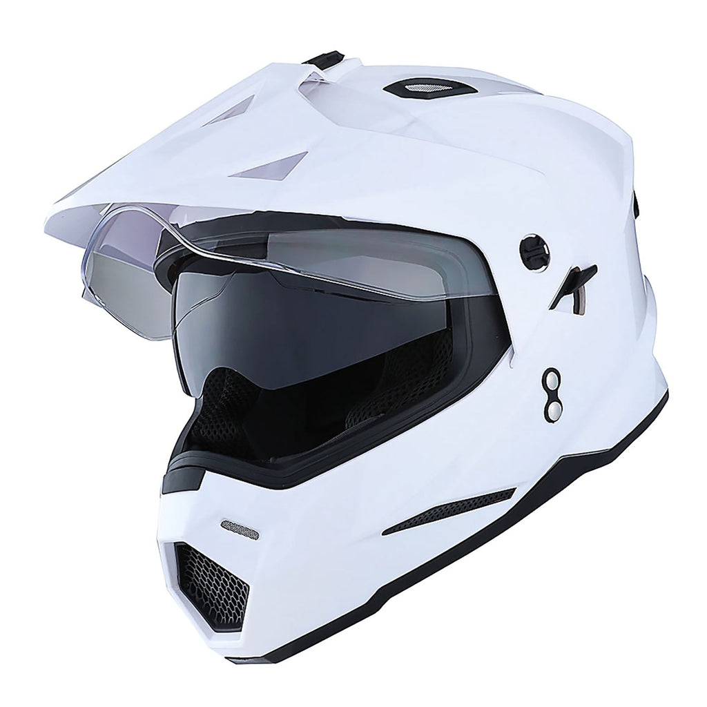 1Storm Adult Motorcycle Motocross Dual Sport Off Road Full Face Dual Visor Helmet F802CLS Matt Black