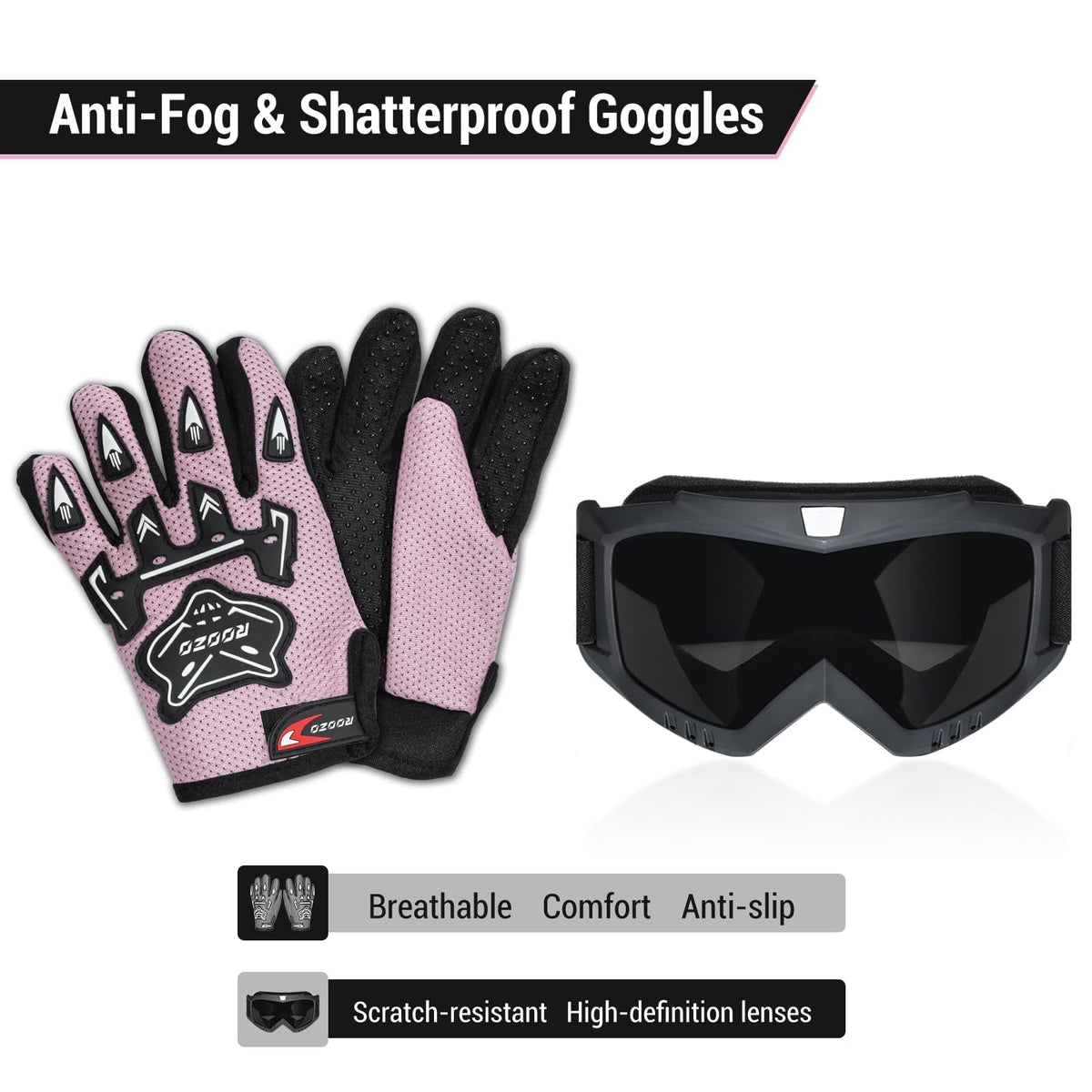 ROOZO Youth Dirt Bike Helmet â€?DOT Certified Full Face Motorcycle Helmet with Goggles & Gloves