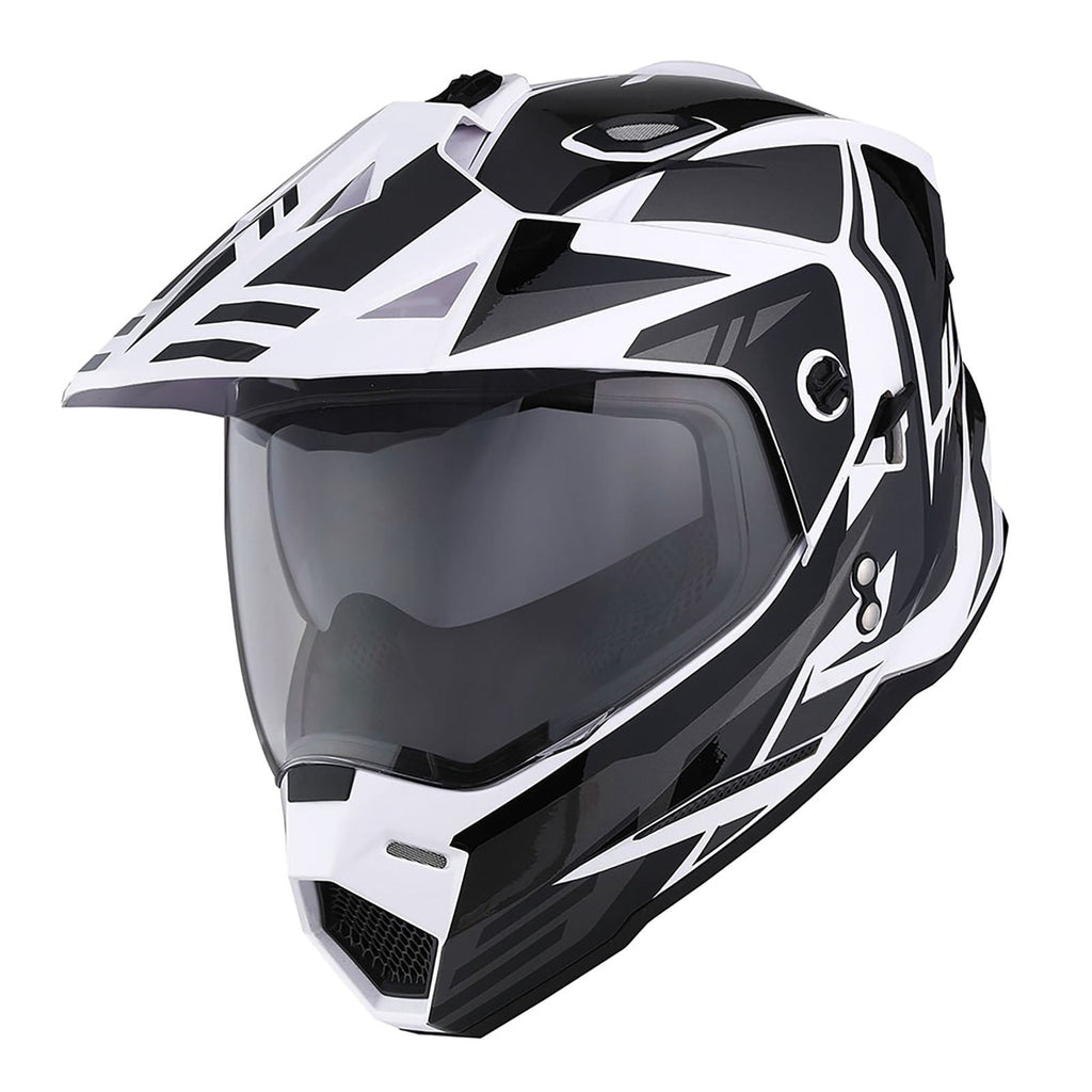 1Storm Dual Sport Motorcycle Motocross Off Road Full Face Helmet HF802 Dual Visor Storm Force Black