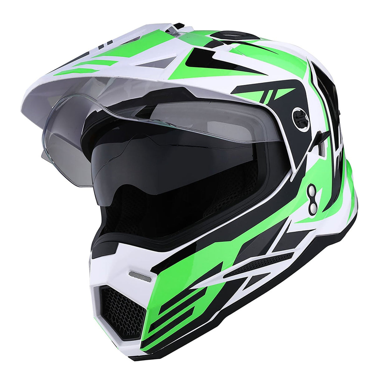 1Storm Adult Motorcycle Motocross Dual Sport Off Road Full Face Dual Visor Helmet F802CLS Matt Black